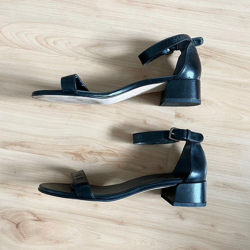 Stuart Weitzman Simple Ii Block Heel Leather Sand… - image 7